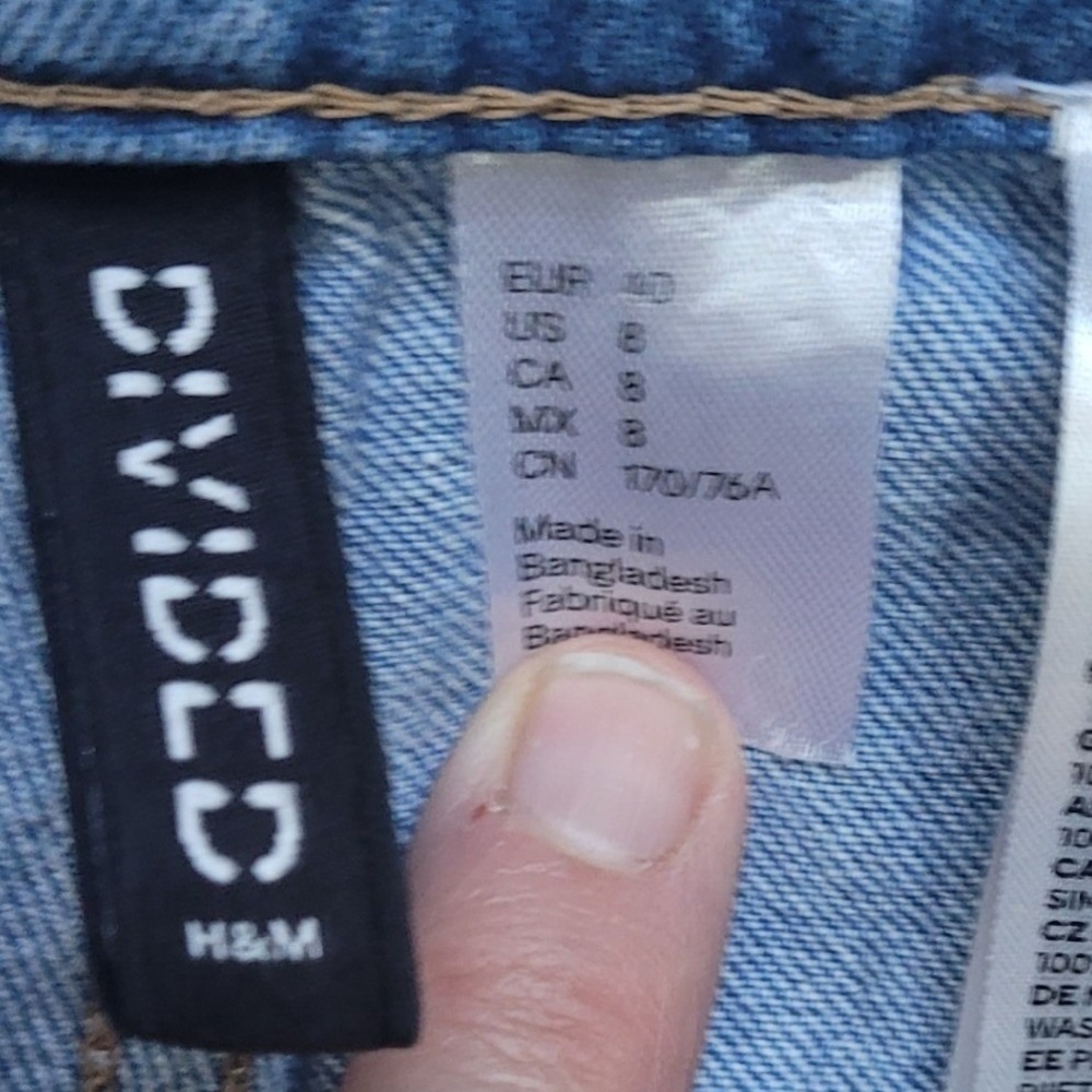 H&M Divided Women Light Wash Wide Leg Cargo Carpenter Jeans 8 - Picture 7 of 10